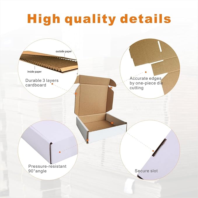 400 Pack 4x4x1'' Small Shipping Boxes, Corrugated Cardboard Mailers for Business, White (CM441-400)