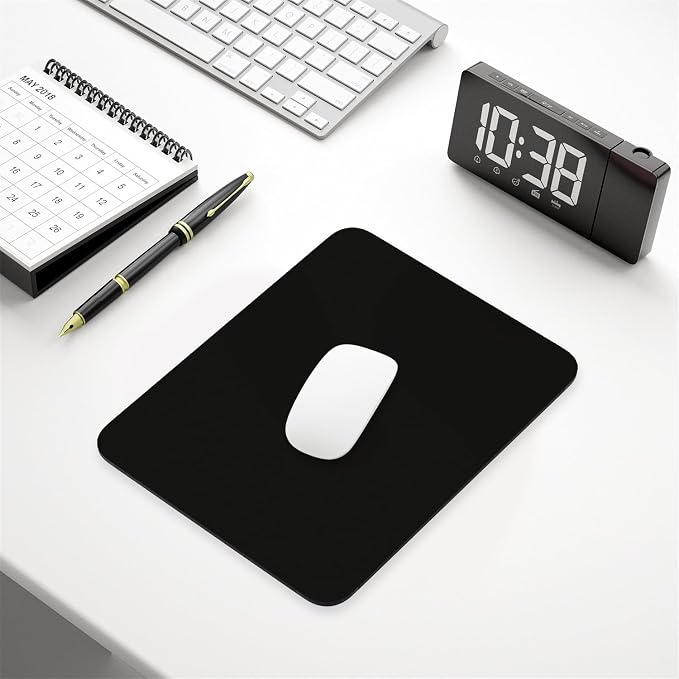 Hsurbtra Mouse Pad, Premium-Textured Square Mousepad 7 x 9 Inch, Thick 3 mm Anti-Slip Waterproof Rubber Pretty Cute Computer Mat for Office Gaming Laptop Women Kids Jet Black