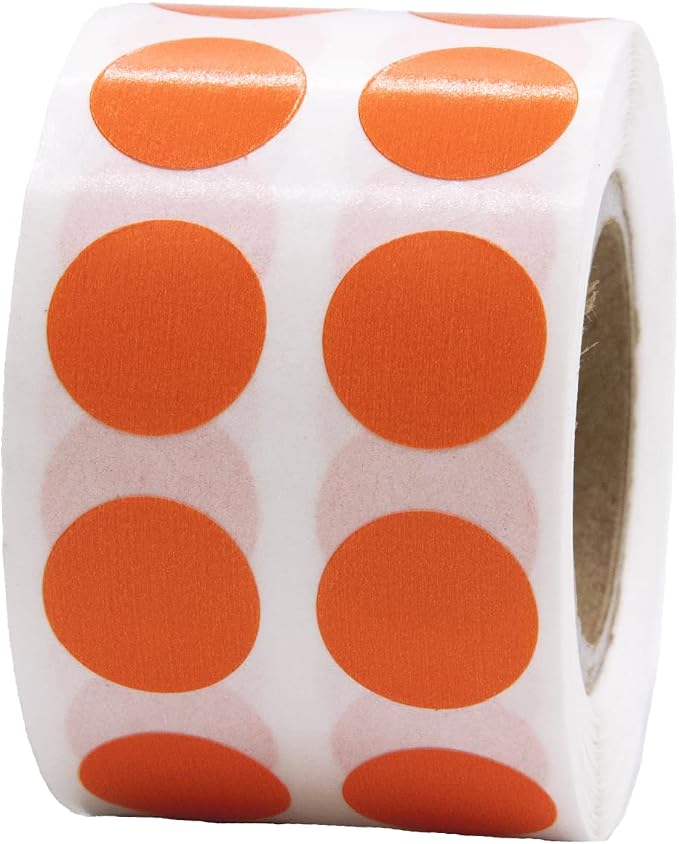 Hot Orange 1/2" Inch Round Adhesive Labels 1,000 Color Coding Dot Stickers for Efficient Inventory Management, Crafting Projects, and Organizational Tasks in Offices, Schools, and Homes