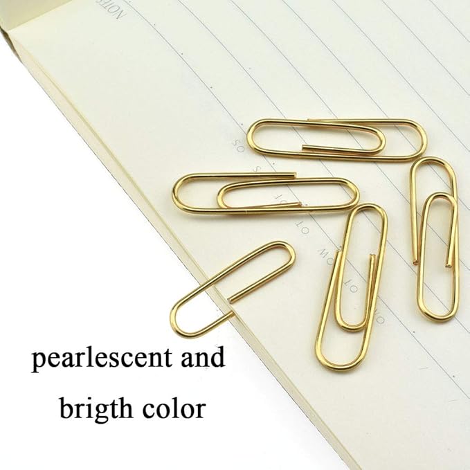 HAHIYO Paper Clips 1.3" (33mm) Length Gold Paperclips Vinyl Coated Prevent Scratching Tearing The Pages Sturdy for Bookmark Organize Home Office School 120 Pack