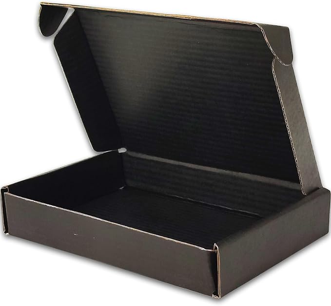 7x5x1 Shipping Boxes Black Mailer Corrugated Cardboard Box Set of 100 | for Packaging, Literature, Packing, Mailing, Storage, Small Business, Moving, Gift, Supplies, Quick Fold, Tab Locking