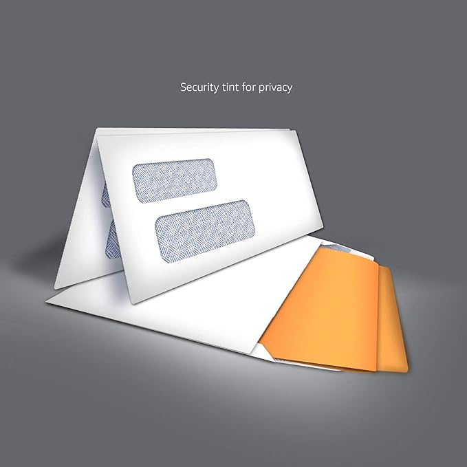 Amazon Basics #9 Security Tinted Double Window Envelopes for Invoices and Documents, Self-Seal, 3-7/8" x 8-7/8", White, 500-Pack