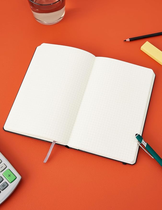 Moleskine Classic Notebook, Large, Squared, Black, Hard Cover (5 x 8.25) | Large 5" x 8.25" notebook with 240 grid pages for diagrams, notes, planning, graphing, and technical work.