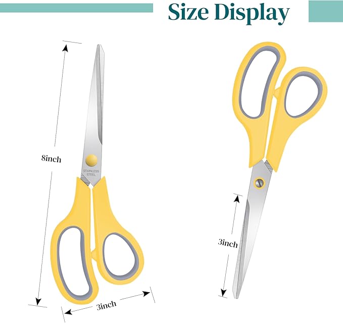 6 Packs Sewing Craft Scissors Bulk,8" Multipurpose Heavy Duty Sharp Scissors,Stainless Steel Shears for Home Office Student Supplies,6 Colors