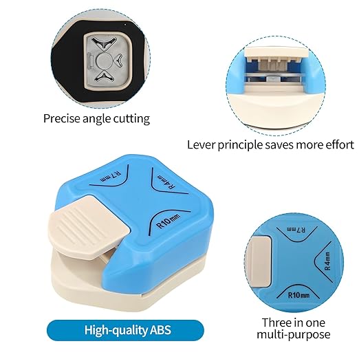 3-in-1 Paper Corner Rounder, Compact and Durable for 4mm, 7mm, 10mm, Round Corners Cutter Ideal for Card Making,Photo Cutter,Scrapbooking and DIY Projects