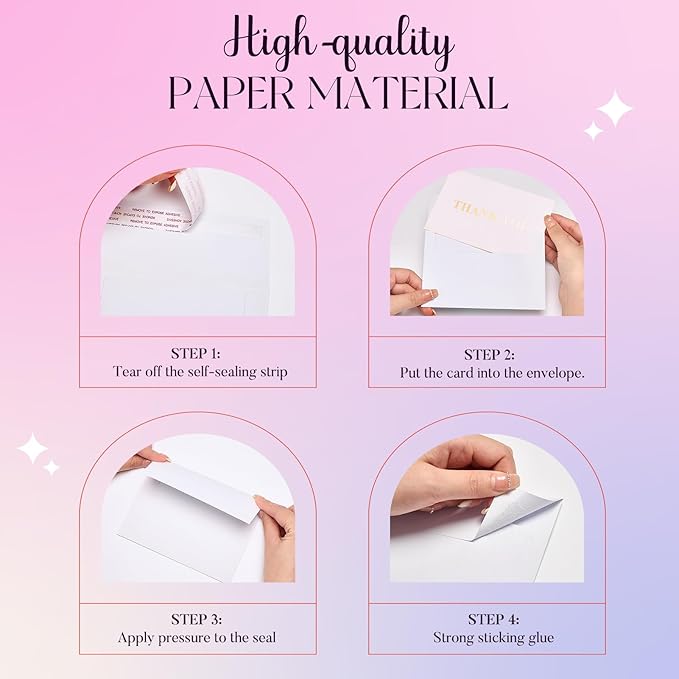 ACSTEP 100PACK A2 Envelopes White 4.375x5.75 Envelopes Self Seal for Greeting Cards, Wedding, Invitations, RSVP cards, Thank You Note Cards, Notice, and Announcements.
