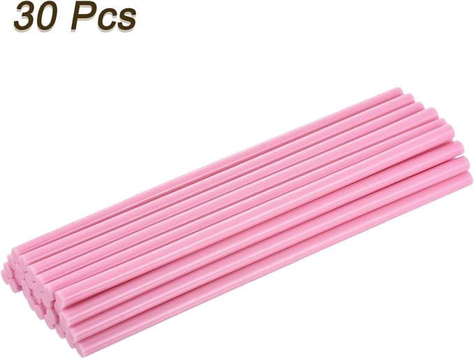 uxcell 30pcs Full Size Hot Glue Gun Sticks 8-inch x 0.27-inch High Sticky Small Hot Glue Sticks for Glue Gun, Pink