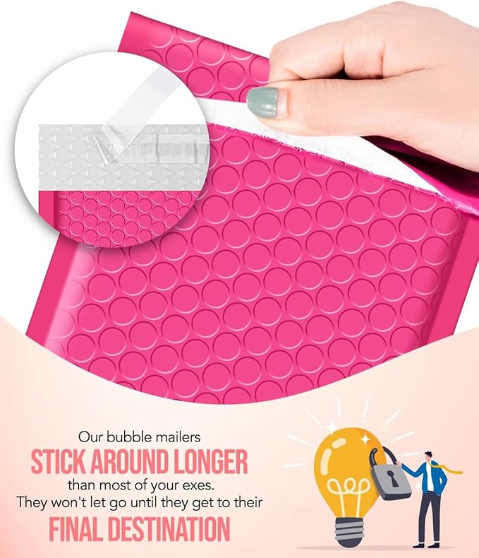 GSSUSA Pink Bubble Mailers 4x8" 800 Pack Padded Envelopes Self Seal | 4x7" Usable Size, Shipping Bags for Jewelry Makeup, Strong Adhesion, Tear Proof Waterproof, Small Business Package Supplies