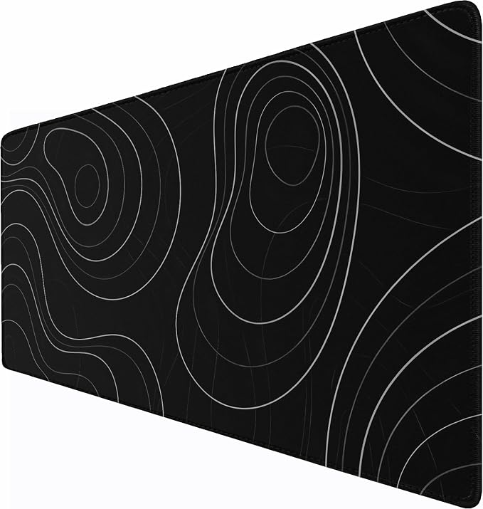 Gaming Mouse Pad, 31.5" x15.7" Large Mat with Superior Micro-Weave Cloth, Water Resist Keyboard Mousepad with Non-Slip Base, Laptop Pad for Office Home Gaming, Black White Line