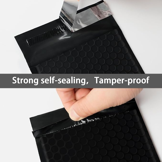 Bubble Mailers 4x8" 100 Pack Black Padded Envelopes Waterproof Usable Size 4x7 Self-Seal Padded Mailing Envelopes Bubble Opaque Padded Mailer for Small Businesses