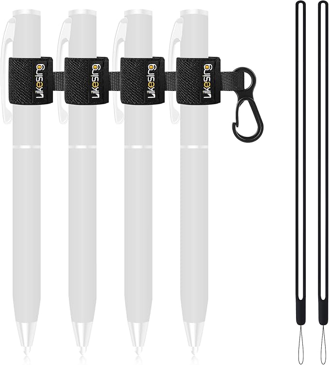 Pen Holder for Lanyard, Portable Elastic Retractable Pencil Holder with Silicone Lanyard Around Neck, Pen Leash for Nurses, Teachers, Waitres, Carpenters, Construction Workers(Black)