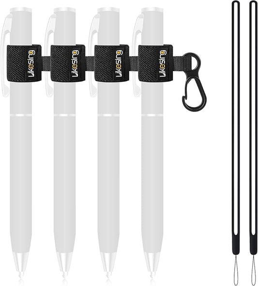 Pen Holder for Lanyard, Portable Elastic Retractable Pencil Holder with Silicone Lanyard Around Neck, Pen Leash for Nurses, Teachers, Waitres, Carpenters, Construction Workers(Black)