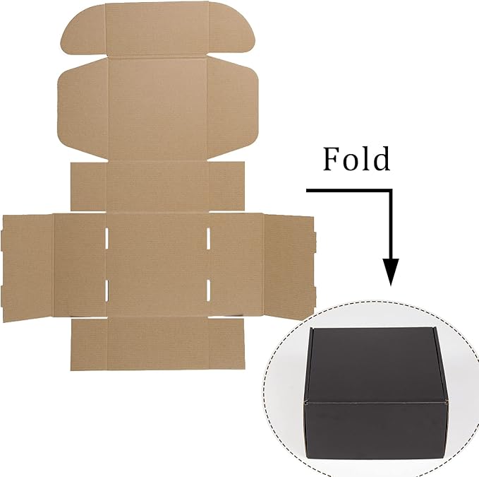 8x8x4 Inches Shipping Boxes Pack of 25, Packaging Corrugated Cardboard Mailer Boxes for Small Bussiness, Black