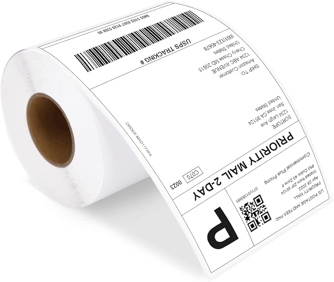 4x6 Direct Thermal Labels with 220 Labels/Roll - Premium Adhesive & Perforated, Water & Grease Resistant Labels Compatible with Rollo, Label Printer