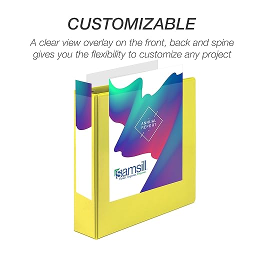 Samsill 2 Inch 3 Ring Binders, Economy Round Ring, Clear View Cover, 425 Sheet Capacity - for School, Home, Office - Yellow, 12 Pack