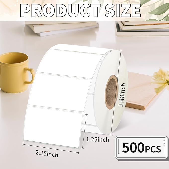 Starboling 2.25" x 1.25" White Direct Thermal Labels,Self-Adhesive Printer Label for Address,Logo,Shipping,Barcodes,QR Code