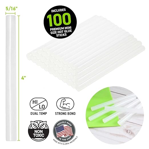 Surebonder Clear, All Purpose, All Temp., Mini Size Hot Glue Sticks 0.27 in. Diameter, 4 in. Length -100 Pack