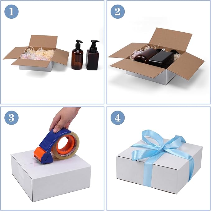 Hoikwo 8x8x3 Shipping Boxes Set of 25, White Corrugated Cardboard Box for Small Business for Packaging Mailing