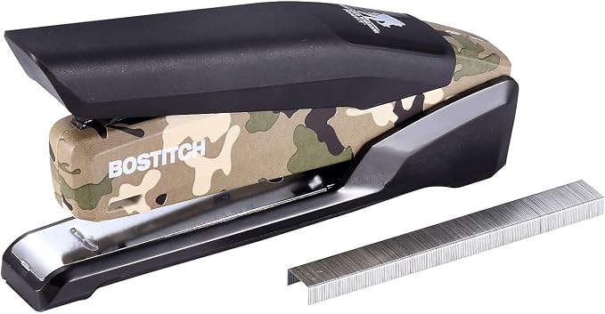 Bostitch Office Metal Spring Powered Stapler, One Finger, Supports Wounded Warrior Project, Camouflage (INP28-WW)