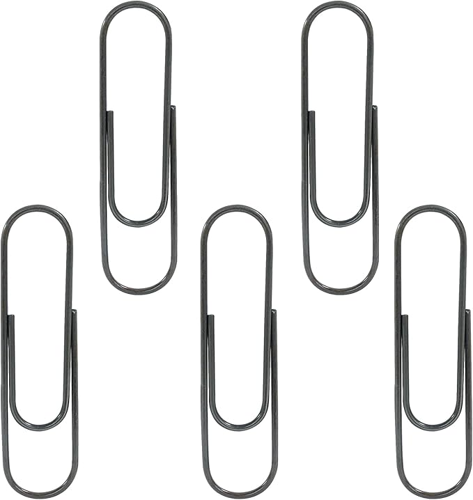 4 Inch Jumbo Paper Clips, Black, 15Pcs | Coated Large Reusable Big Paperclips for Office, School, Home Document Organizing
