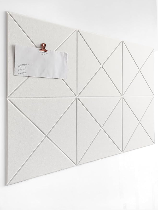 Cork Board 24 x36 Alternative - 6 Pack Felt Wall Tiles with Safe Removable Adhesive Tabs, Cork Boards for Walls Cork Board for Home Office Pin Board Tack Board - Pure White