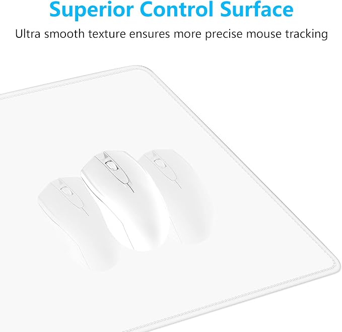Dapesuom Large Gaming Mouse Pad, Extended Mouse Mat with Stitched Edges, Full Size Keyboard Pad with Non-Slip Base, Big XXL Computer Desk Mats for Gamer, Laptop, Office, 35.5 x 15.7in, Ivory White