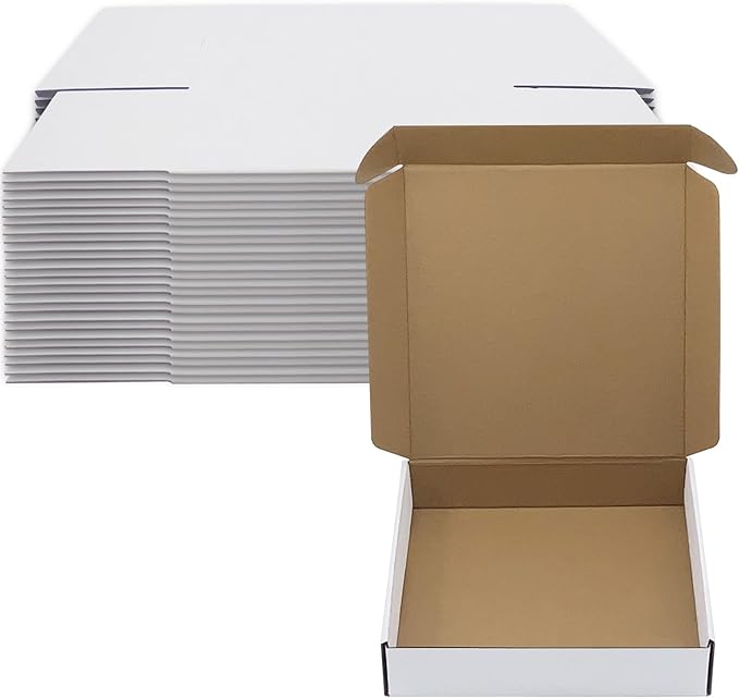 10 x 10 x 2 inch Shipping Boxes Set of 25， White Corrugated Cardboard Box Mailer Boxes for Packaging Small Business Shipping，Mailing Boxes Bulk for Birthday Wedding Party Book Literature Gift Giving