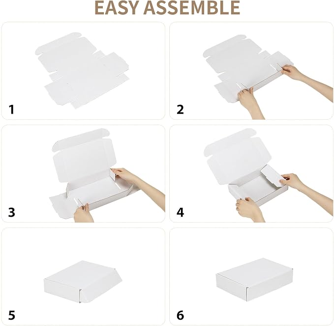 RLAVBL 6x4x1 Shipping Boxes Set of 50, White Corrugated Cardboard Box for Packing, Mailing, Business