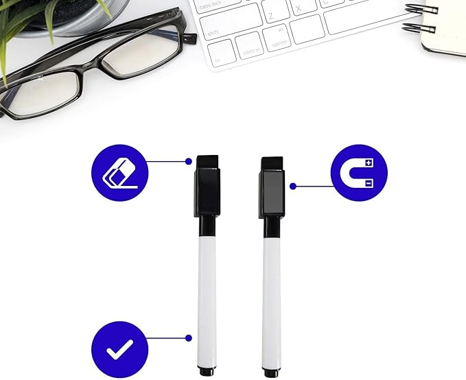 Flexible Magnets Dry Erase Markers - Magnetic Whiteboard Markers with Cap Mounted Eraser - Markers For Dry Erase Board - Fine Tip Marker For Whiteboard Low Odor (100)