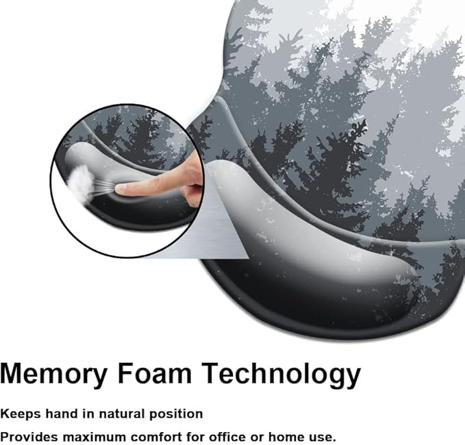 Mouse Pad with Wrist Support, Non Slip Mousepad Wrist Rest for Office, Computer, Laptop & Mac- Durable & Comfortable & Lightweight Ergonomic Support Mouse Mat Floral Green Forest