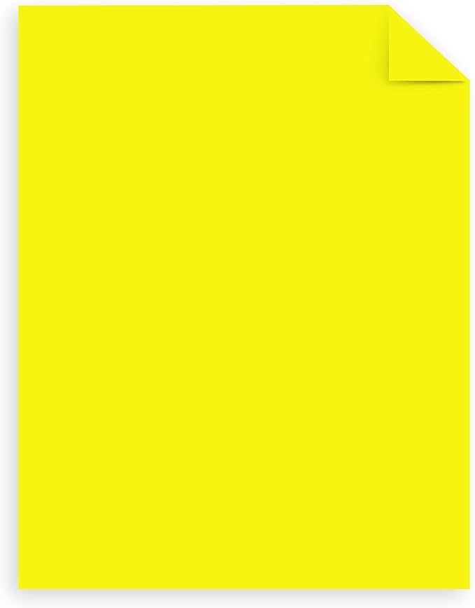 Astrobrights Mega Collection Colored Paper, Neon Yellow, 625 Sheets, 24 lb/89 gsm, 8.5" x 11" - MORE SHEETS! (91676)