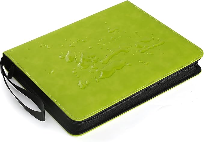 GERMUN 3 Ring 9 Pocket Zipper Card Binder, 720 Double Sided Standard PU Trading Card Album Folder for TCG & Sports Cards, Not Fit Top Loaders (Grass Green)