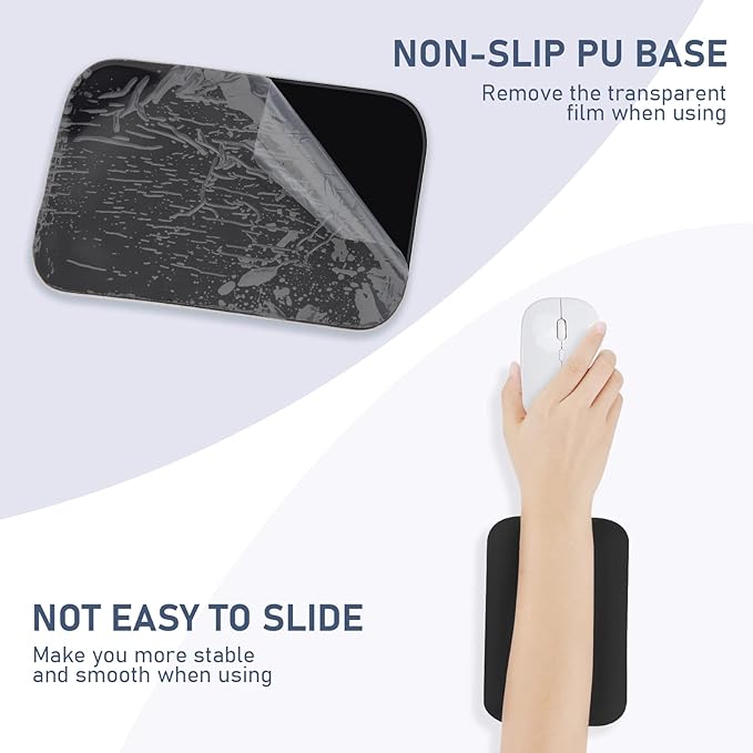 Leolee Elbow Rest Pads for Desk, Gel Ergonomic Wrist Rest Arm Rest Pads | Upgraded, Memory Foam, Non-Slip Base, Cushion Support Relieve Elbow and Wrist Pain for Computer, Office, 2 Packs, Black