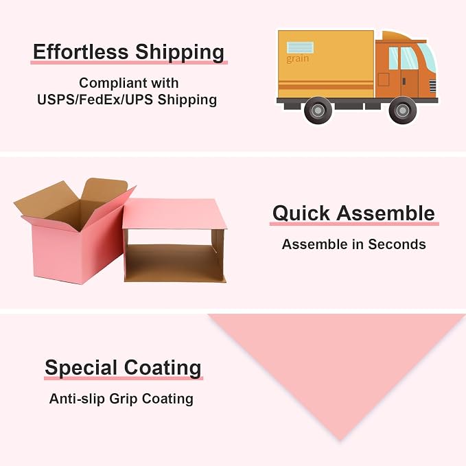 10x7x6 Shipping Boxes 30 Pack, Pink Corrugated Cardboard Boxes, Box Mailers for Small Business Packaging, Candles, Soaps, Jewelry, Cosmetics, Mugs, Handmade Orders