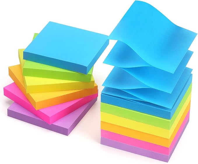 Early Buy Pop Up Sticky Notes, 3x3 in, 12 Pads, 6 Colors, 100 Sheets/Pad | refillable design, repositionable adhesive, ideal for office, school, and home use