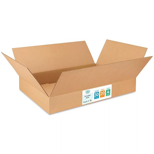Large Shipping & Moving Boxes 30x20x4 inches (10-Pack) - Extra Strength 200 lb vs Regular - Corrugated Strong Cardboard Boxes - Heavy Duty Large Cardboard Box by IDL Packaging | Extra Strength 200 lb vs Regular - Corrugated Strong Cardboard Boxes - Hea...