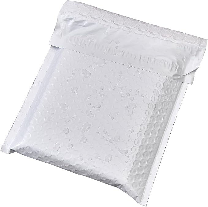 #4 White Padded Bubble Lined Poly Mailer Bag for Shipping and Packing, Tear-proof, Water-resistant and Lightweight Envelopes, 9.5 x 13.5 inches, Postal Self-Seal Adhesive Opaque Bags. (25)