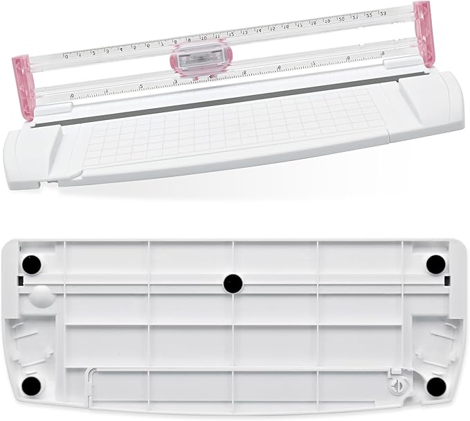 Meafeng 3-in-1 Paper Trimmer with Straight, Scoring & Perforating Blades, 9" A5 Cutter for Crafting, Scrapbooking, Cardstock, Labels & Home Office Use – Compact & Portable (Pink)