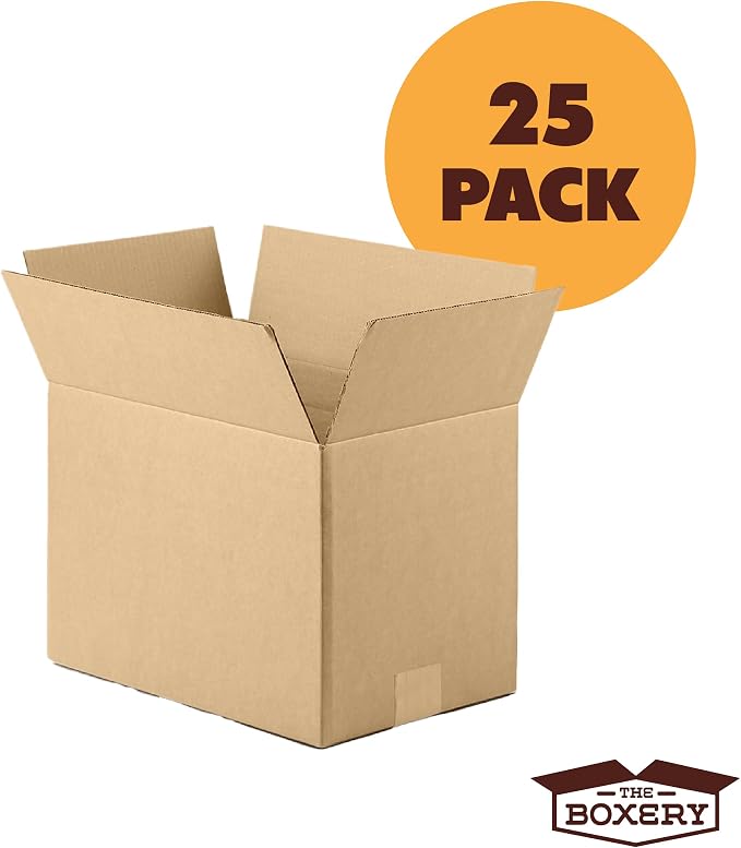 The Boxery 9"x4"x4" Corrugated Cardboard Boxes 25-Pack | Durable ECT 32 Corrugated Shipping Boxes for Mailing, Packing, Moving, and Storage — Recyclable and Made in the USA
