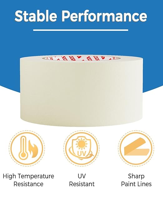 SWRT Masking Tape 2 Inch x 55 Yards, Masking Tape Bulk 10 Rolls (550 Yards Total), White Masking Tape for Painting, General Purpose with Strong Adhesion & Clean Removal