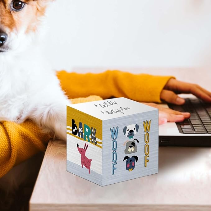 Whimsical Dogs Sticky Note Cube / 600 Sheets / 2.75" Memo Block Printed on 4 Sides/Different Canine Design On Each Side/Dog Lover Note Cube/Made in USA