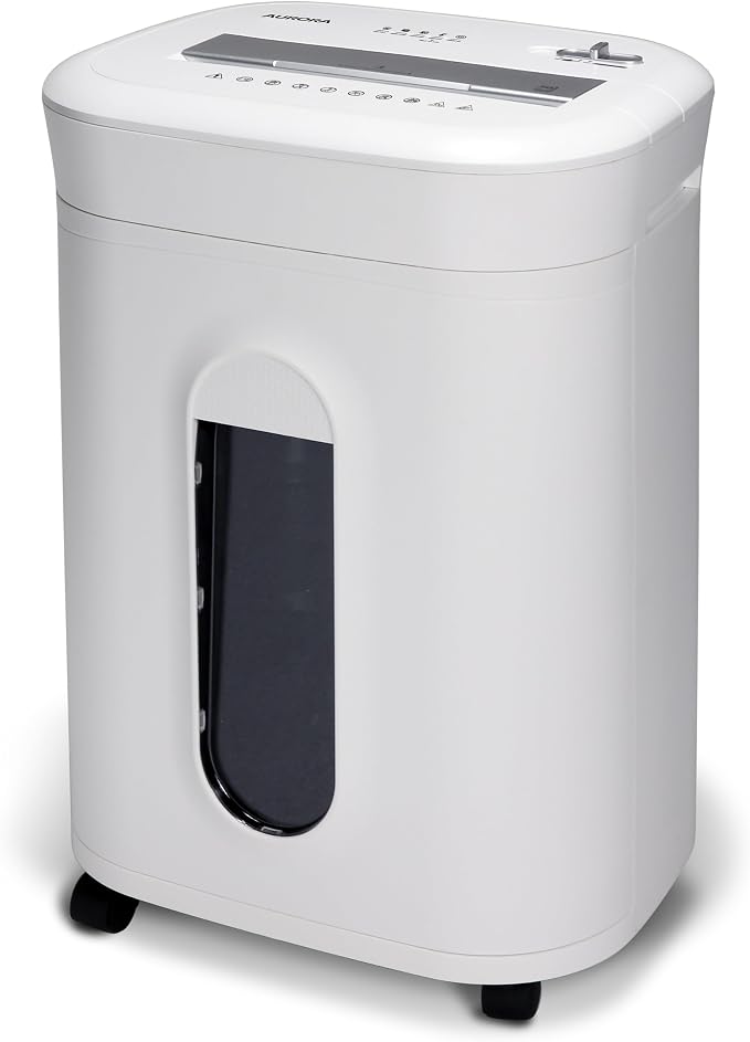 Aurora High-Security 10-Sheet Micro-Cut Paper and Credit Card Shredder with 6 Gallon Pullout Basket / 60 Mins Running Time/Security Level P-5
