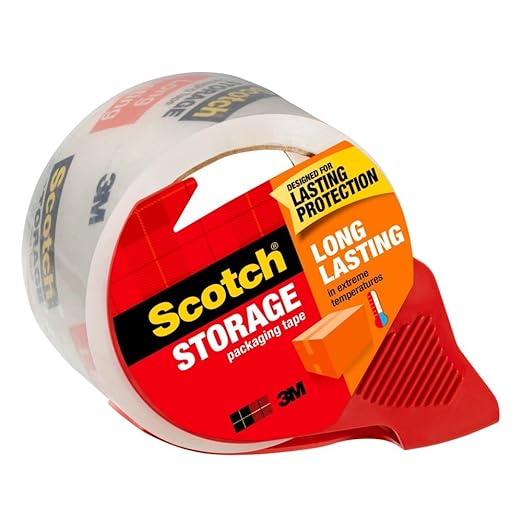 Scotch Long Lasting Storage Shipping Packaging Tape, 1.88" x 38.2 yd, 1 Roll with Dispenser (3650S-RD-ESF) (Pack of 2)