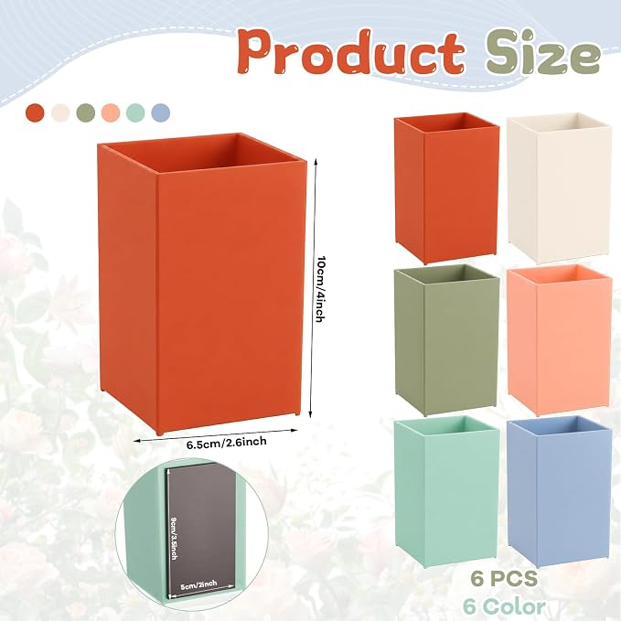 6 Pcs Classroom Magnetic Storage Boxes Magnetic Storage Containers Plastic Dry Erase Marker Holder Plastics Pen Holder for Refrigerator Whiteboard Home Office School Organizer Supply (Deep Boho)