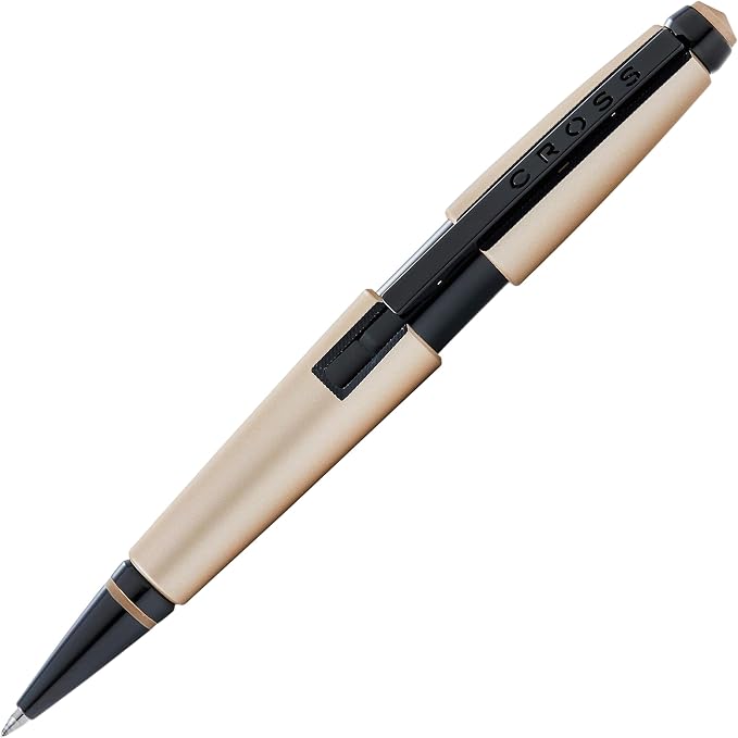 Cross Edge Matte Hazelnut Gel Rollerball Pen, Medium Point, Black Ink | Elegant Accessory for Smooth Writing, Capless Slide-Open and Snap-Shut Design, Ergonomic Shape, Comfortable Grip, Gift-Ready