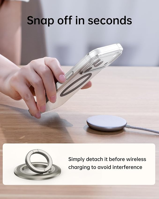 SYNCWIRE Magnetic Phone Ring Holder, for MagSafe Phone Grip Stand Kickstand | 360° Rotation, Double-Sided Magnet, Cell Phone Grip Finger Holder, for iPhone 17 16 15 14 13 12 Pro Max, MagSafe Accessories