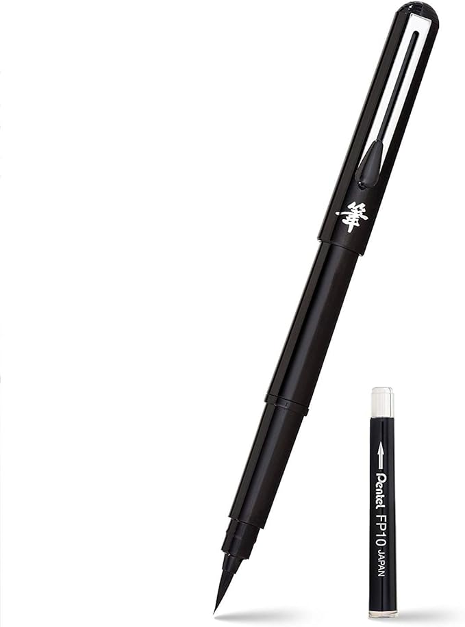 Pentel Arts Pocket Brush Pen with Refills, 1 Pen & 2 Refills