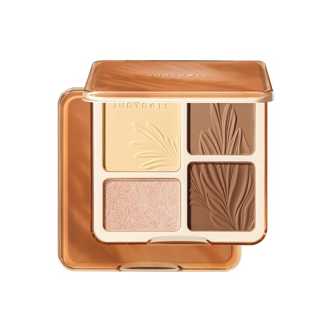 JUDYDOLL Contour Palette Highlighter Makeup Bronzer Powder (06 Sun Tan) | Multi-Use Highlight & Contour Makeup Palette, Travel Size Cool Toned Contour, Long Lasting Face Makeup, Natural Matte Finish