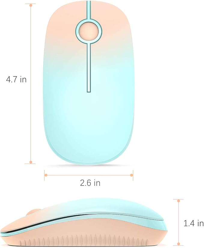 VssoPlor Wireless Mouse, 2.4G Slim Computer Laptop Mouse, Orange to Green | Portable Mouse, Plug & Play USB Nano Receiver, Quiet Silent Optical Mice for Notebook, PC, Laptop, Computer, Windows, Mac