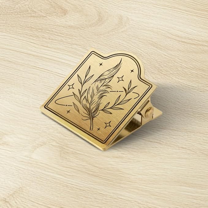ANATTASOUL Travel Journal Clip Vintage Feather and Leaf Metal Book Clips, Decorative Heavy Duty Journal Clips to Hold Journal Open for Notebook, Photo, Bookmark, Office Kitchen Home DIY Use